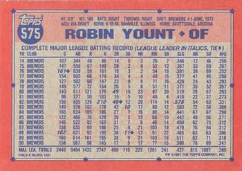 1991 Topps - Desert Shield #575 Robin Yount Back