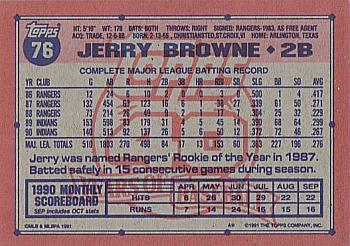 1991 Topps - Desert Shield #76 Jerry Browne Back