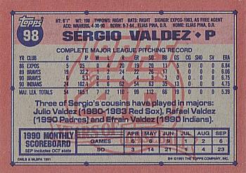 1991 Topps - Desert Shield #98 Sergio Valdez Back