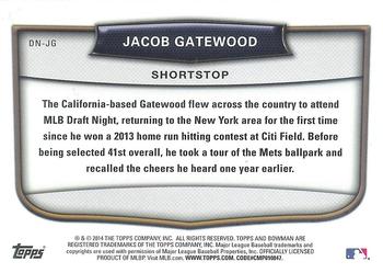 2014 Bowman Draft - Draft Night #DN-JG Jacob Gatewood Back