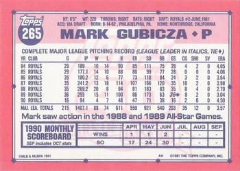 1991 Topps - Collector's Edition (Tiffany) #265 Mark Gubicza Back