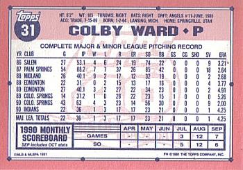 1991 Topps - Collector's Edition (Tiffany) #31 Colby Ward Back