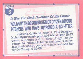 1991 Topps - Collector's Edition (Tiffany) #6 Nolan Ryan Back