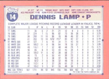 1991 Topps - Collector's Edition (Tiffany) #14 Dennis Lamp Back