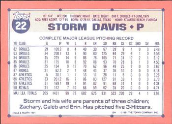 1991 Topps - Collector's Edition (Tiffany) #22 Storm Davis Back