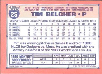 1991 Topps - Collector's Edition (Tiffany) #25 Tim Belcher Back