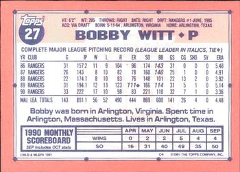 1991 Topps - Collector's Edition (Tiffany) #27 Bobby Witt Back