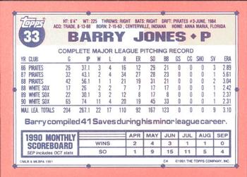 1991 Topps - Collector's Edition (Tiffany) #33 Barry Jones Back