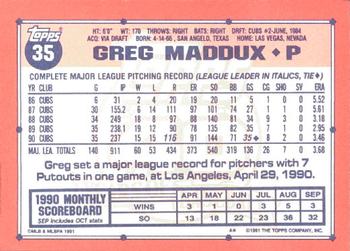 1991 Topps - Collector's Edition (Tiffany) #35 Greg Maddux Back