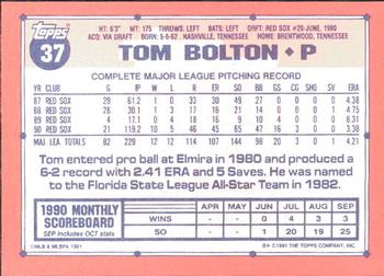 1991 Topps - Collector's Edition (Tiffany) #37 Tom Bolton Back