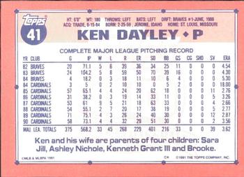 1991 Topps - Collector's Edition (Tiffany) #41 Ken Dayley Back