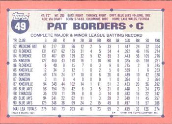 1991 Topps - Collector's Edition (Tiffany) #49 Pat Borders Back