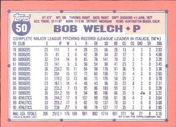 1991 Topps - Collector's Edition (Tiffany) #50 Bob Welch Back