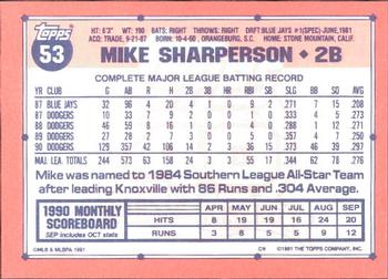 1991 Topps - Collector's Edition (Tiffany) #53 Mike Sharperson Back