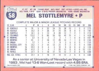 1991 Topps - Collector's Edition (Tiffany) #58 Mel Stottlemyre Back