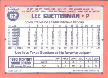 1991 Topps - Collector's Edition (Tiffany) #62 Lee Guetterman Back
