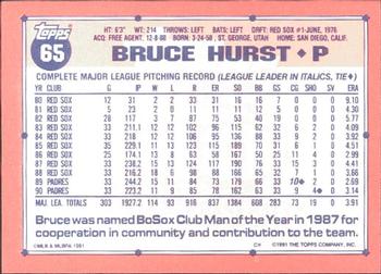 1991 Topps - Collector's Edition (Tiffany) #65 Bruce Hurst Back