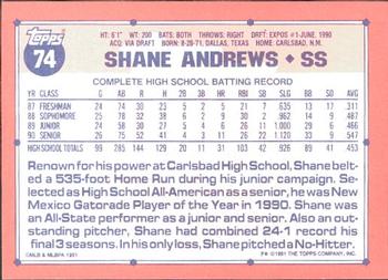 1991 Topps - Collector's Edition (Tiffany) #74 Shane Andrews Back
