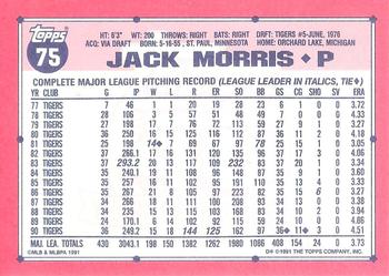 1991 Topps - Collector's Edition (Tiffany) #75 Jack Morris Back