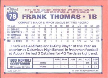 1991 Topps - Collector's Edition (Tiffany) #79 Frank Thomas Back