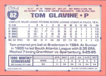 1991 Topps - Collector's Edition (Tiffany) #82 Tom Glavine Back