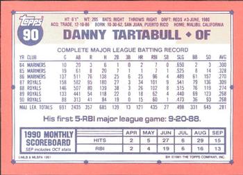 1991 Topps - Collector's Edition (Tiffany) #90 Danny Tartabull Back