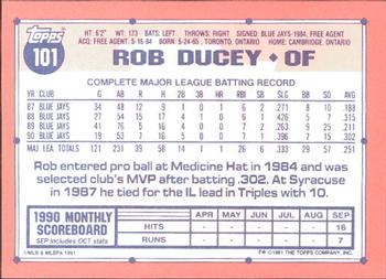 1991 Topps - Collector's Edition (Tiffany) #101 Rob Ducey Back
