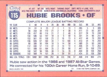 1991 Topps - Collector's Edition (Tiffany) #115 Hubie Brooks Back