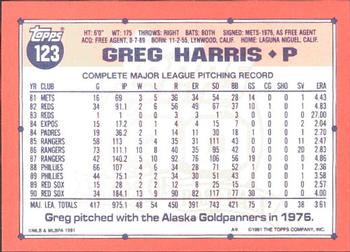 1991 Topps - Collector's Edition (Tiffany) #123 Greg Harris Back