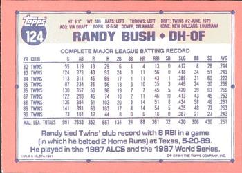 1991 Topps - Collector's Edition (Tiffany) #124 Randy Bush Back