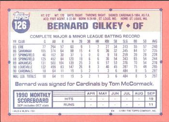 1991 Topps - Collector's Edition (Tiffany) #126 Bernard Gilkey Back