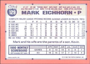1991 Topps - Collector's Edition (Tiffany) #129 Mark Eichhorn Back