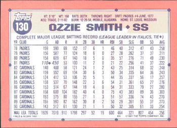 1991 Topps - Collector's Edition (Tiffany) #130 Ozzie Smith Back