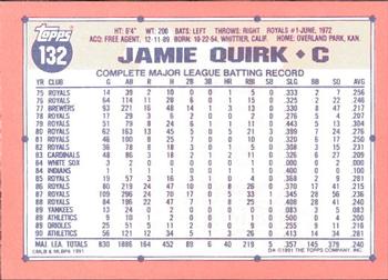 1991 Topps - Collector's Edition (Tiffany) #132 Jamie Quirk Back