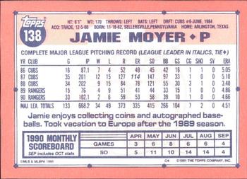1991 Topps - Collector's Edition (Tiffany) #138 Jamie Moyer Back