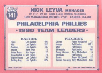 1991 Topps - Collector's Edition (Tiffany) #141 Nick Leyva Back