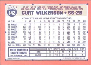 1991 Topps - Collector's Edition (Tiffany) #142 Curt Wilkerson Back