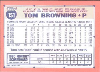 1991 Topps - Collector's Edition (Tiffany) #151 Tom Browning Back