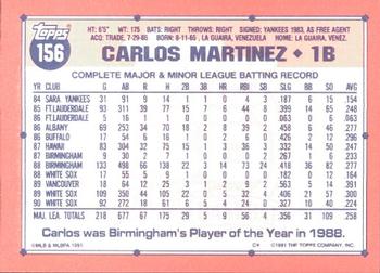 1991 Topps - Collector's Edition (Tiffany) #156 Carlos Martinez Back