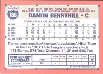 1991 Topps - Collector's Edition (Tiffany) #188 Damon Berryhill Back