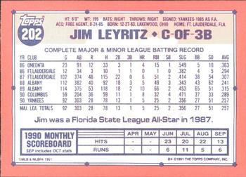 1991 Topps - Collector's Edition (Tiffany) #202 Jim Leyritz Back