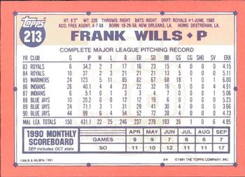 1991 Topps - Collector's Edition (Tiffany) #213 Frank Wills Back