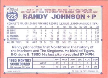1991 Topps - Collector's Edition (Tiffany) #225 Randy Johnson Back