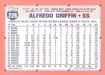 1991 Topps - Collector's Edition (Tiffany) #226 Alfredo Griffin Back