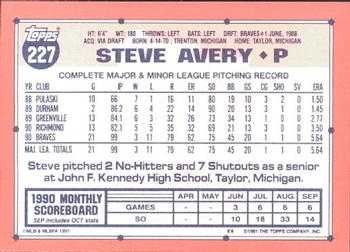 1991 Topps - Collector's Edition (Tiffany) #227 Steve Avery Back