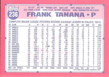 1991 Topps - Collector's Edition (Tiffany) #236 Frank Tanana Back