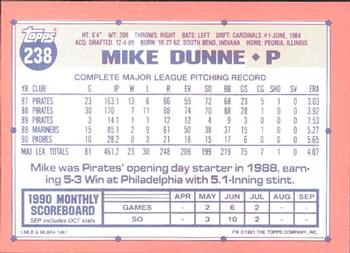 1991 Topps - Collector's Edition (Tiffany) #238 Mike Dunne Back