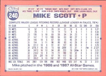1991 Topps - Collector's Edition (Tiffany) #240 Mike Scott Back