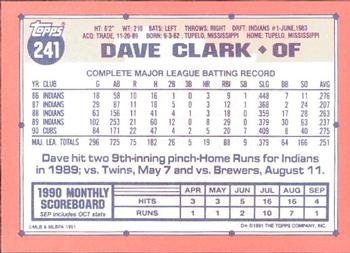 1991 Topps - Collector's Edition (Tiffany) #241 Dave Clark Back