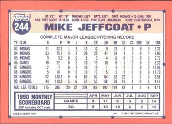 1991 Topps - Collector's Edition (Tiffany) #244 Mike Jeffcoat Back